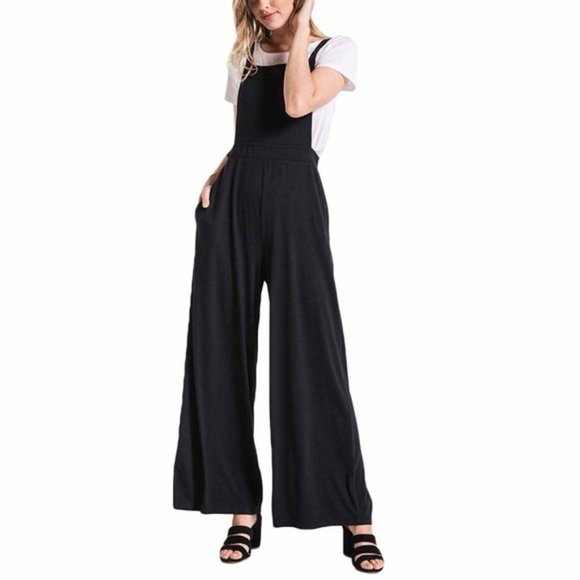 Z Supply Pants & Jumpsuits Nwt Zsupply Black The Bib Front Wide Leg Jumpsuit Poshmark